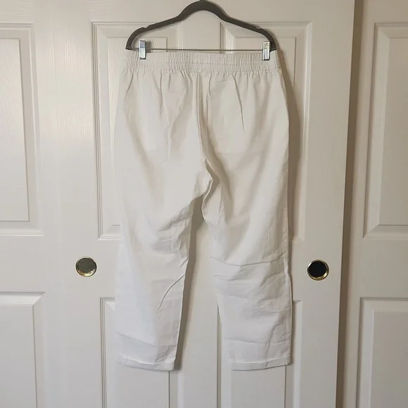 NWOT J.Crew Women's Cream Linen Blend Slim Wide Leg Drawstring Pant Size 12 - Picture 6 of 8